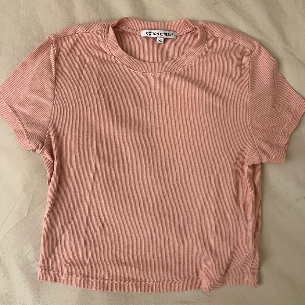 Cotton Citizen Pink Cropped Tee, Size XS